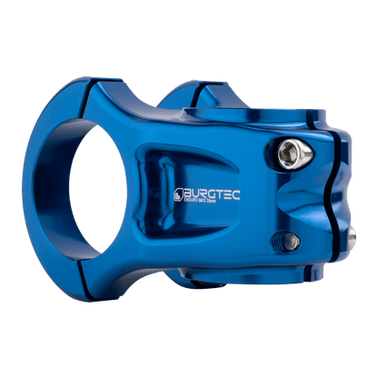 Attacco manubrio BURGTEC ENDURO MK3 blu — vista posteriore a tre quarti