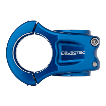 Attacco manubrio BURGTEC ENDURO MK3 blu — vista laterale