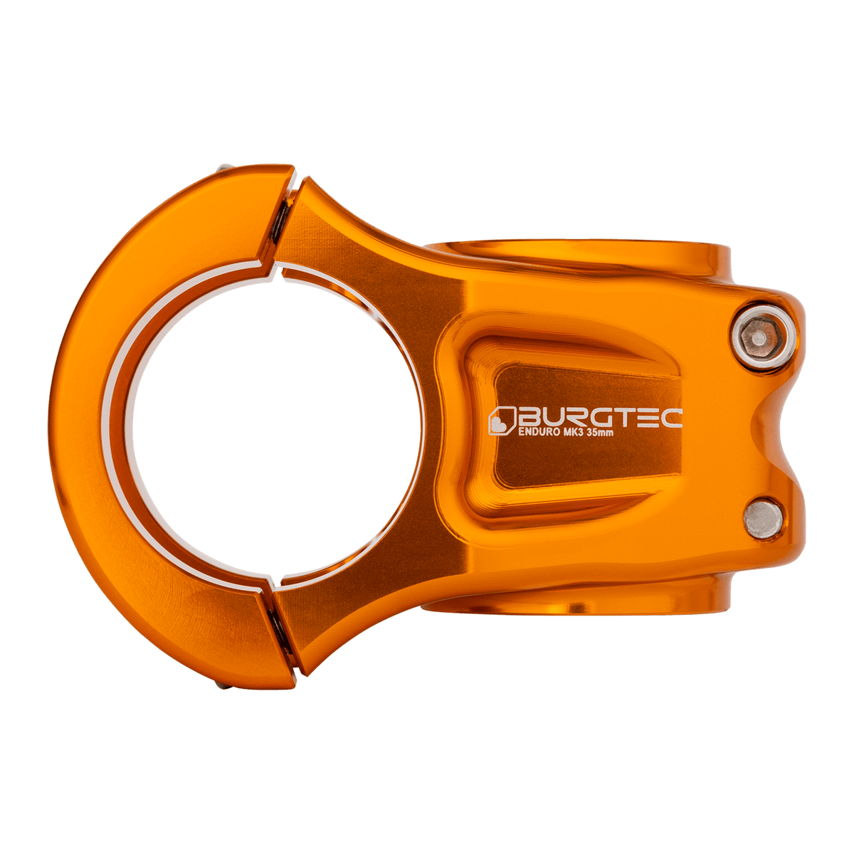 Attacco manubrio BURGTEC ENDURO MK3 arancione — vista laterale