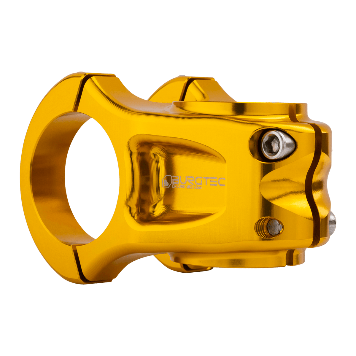 Attacco manubrio BURGTEC ENDURO MK3 oro — vista posteriore a tre quarti