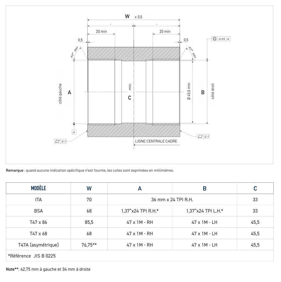 CAMPAGNOLO Guarnitura esterna QCK-TECH - T47x68