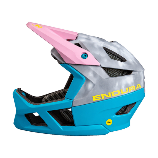 Casco MTB ENDURA MT500 INTEGRALE MIPS grigio/blu 2026 — vista a tre quarti su sfondo bianco