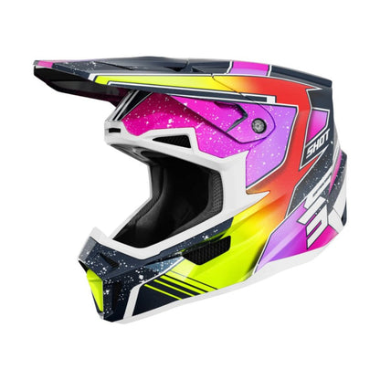 Casco BMX SHOT LITE Racing Blu Giallo Neon Perlato