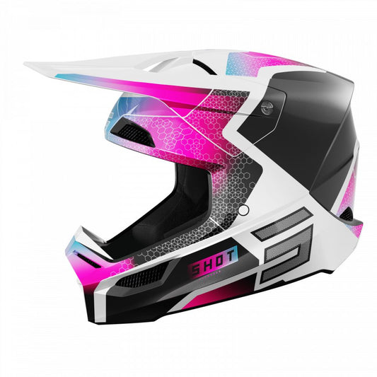 Casco BMX SHOT RACE Phaser Nero Blu Rosa Perlato