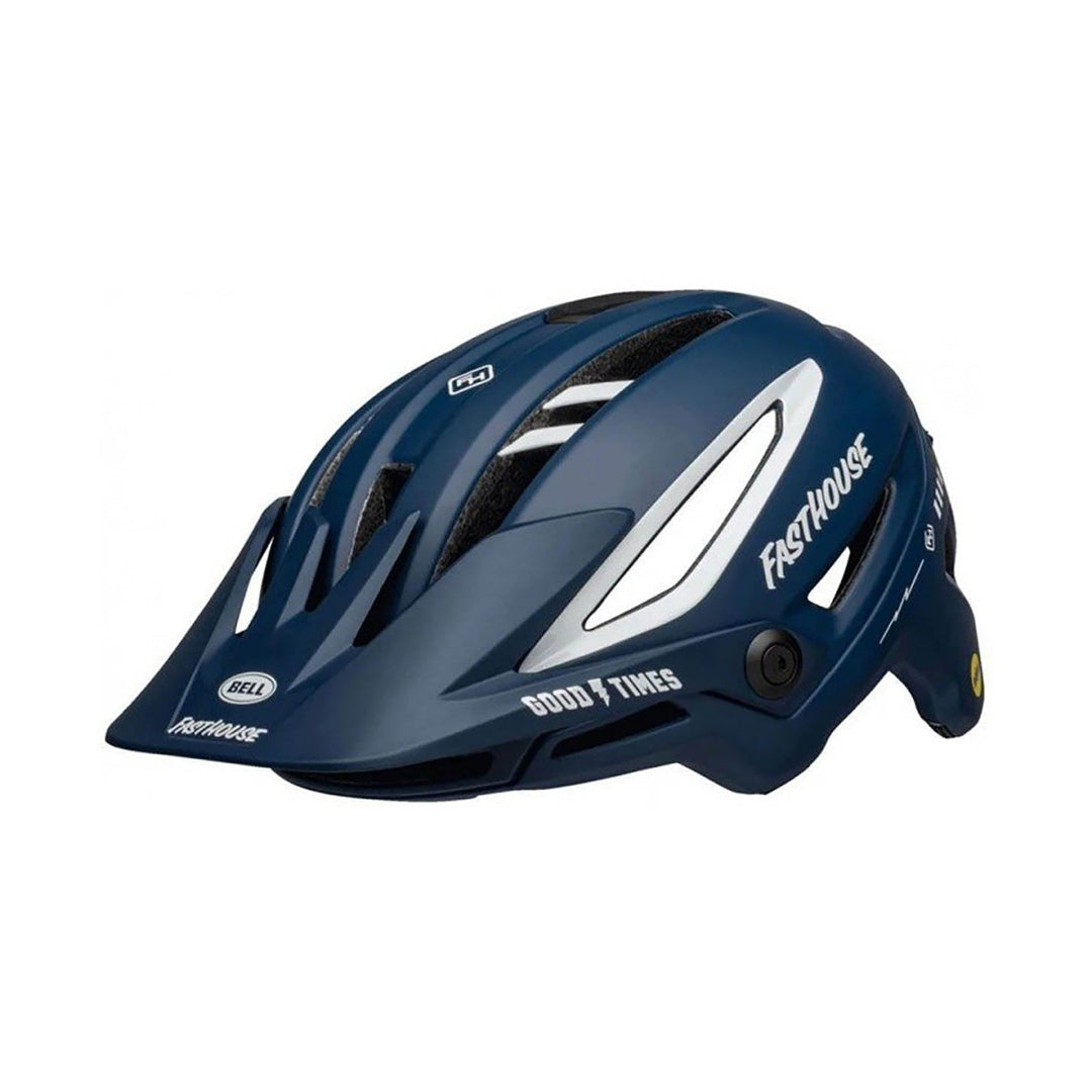 Casco MTB BELL SIXER MIPS FASTHOUSE blu/bianco — vista rivolta a sinistra
