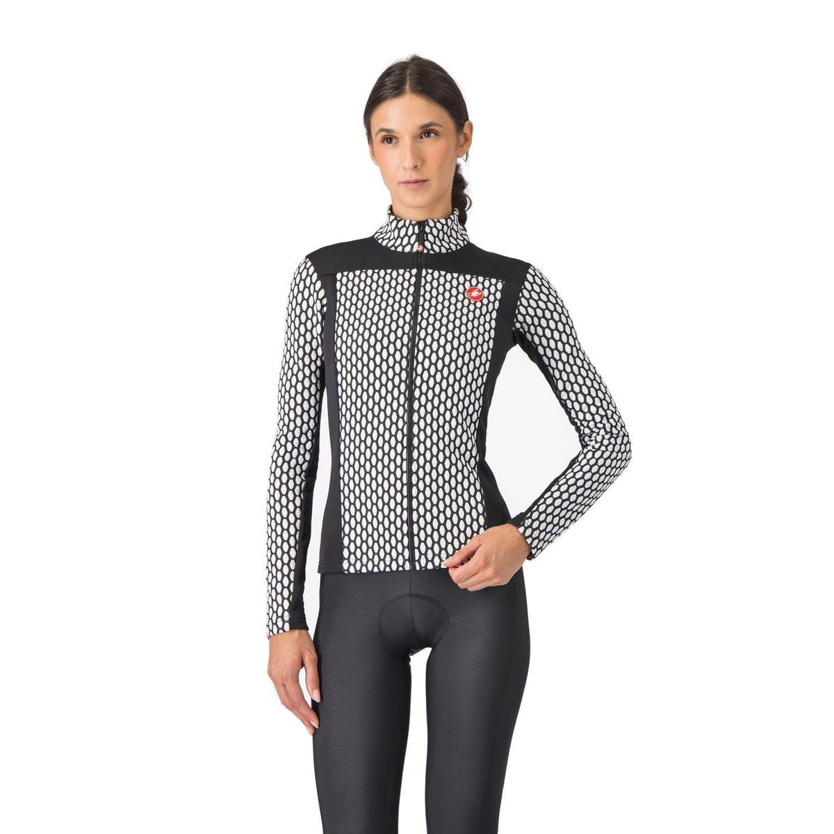 Maglia CASTELLI SFIDA 2 da donna a maniche lunghe nero/bianco