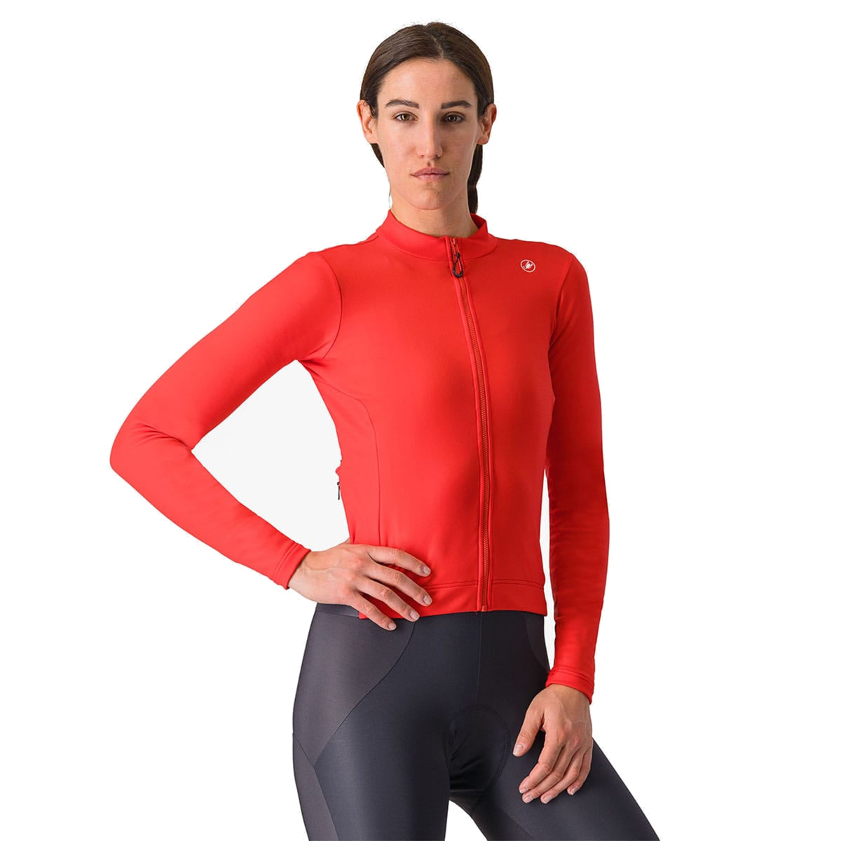 Maglia CASTELLI ESPRESSO THERMAL da donna a maniche lunghe color ibisco