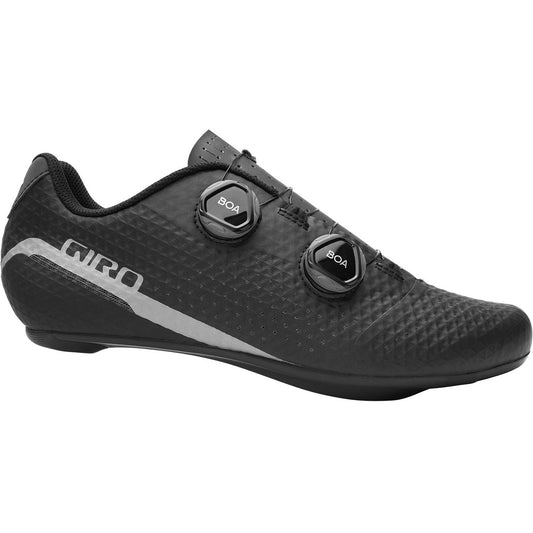 Scarpe da ciclismo su strada GIRO REGIME nere — profilo esterno su sfondo bianco