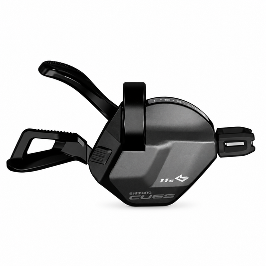 Comando cambio destro SHIMANO CUES a 11 velocità SL-U8000-R con indicatore — vista del prodotto su sfondo bianco