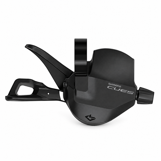 Comando cambio destro SHIMANO CUES 9V SL-U4010-R Linkglide con indicatore — vista del prodotto su sfondo bianco
