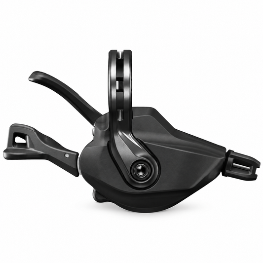 Comando cambio destro SHIMANO XTR a 12 velocità SL-M9100-R — vista del prodotto su sfondo bianco