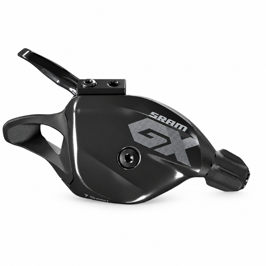 Comando cambio destro SRAM GX DH a 7 velocità Trigger nero — vista del prodotto su sfondo bianco