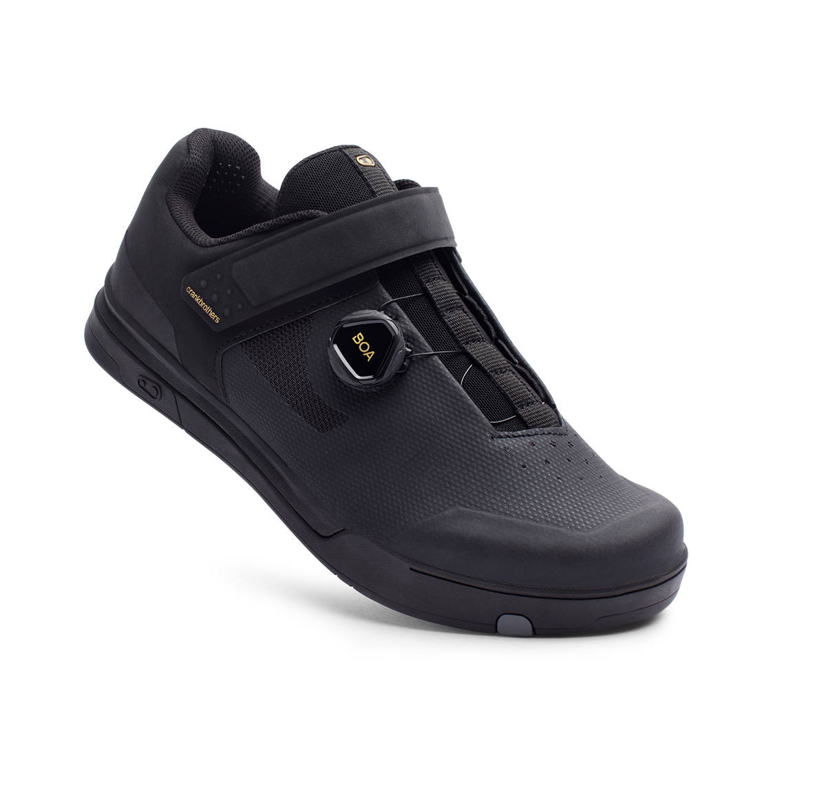 Scarpe MTB CRANKBROTHERS MALLET BOA CLIP nere/oro — vista a tre quarti