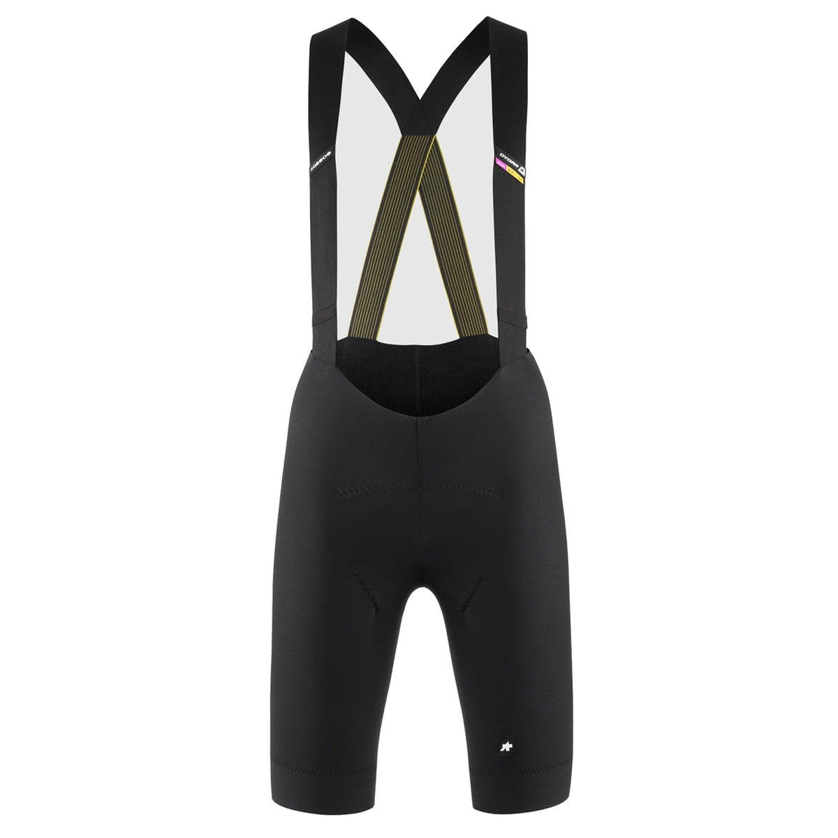 Pantaloncini da ciclismo con bretelle ASSOS DYORA R SPRING FALL da donna neri — sfondo bianco, 2000 x 2000
