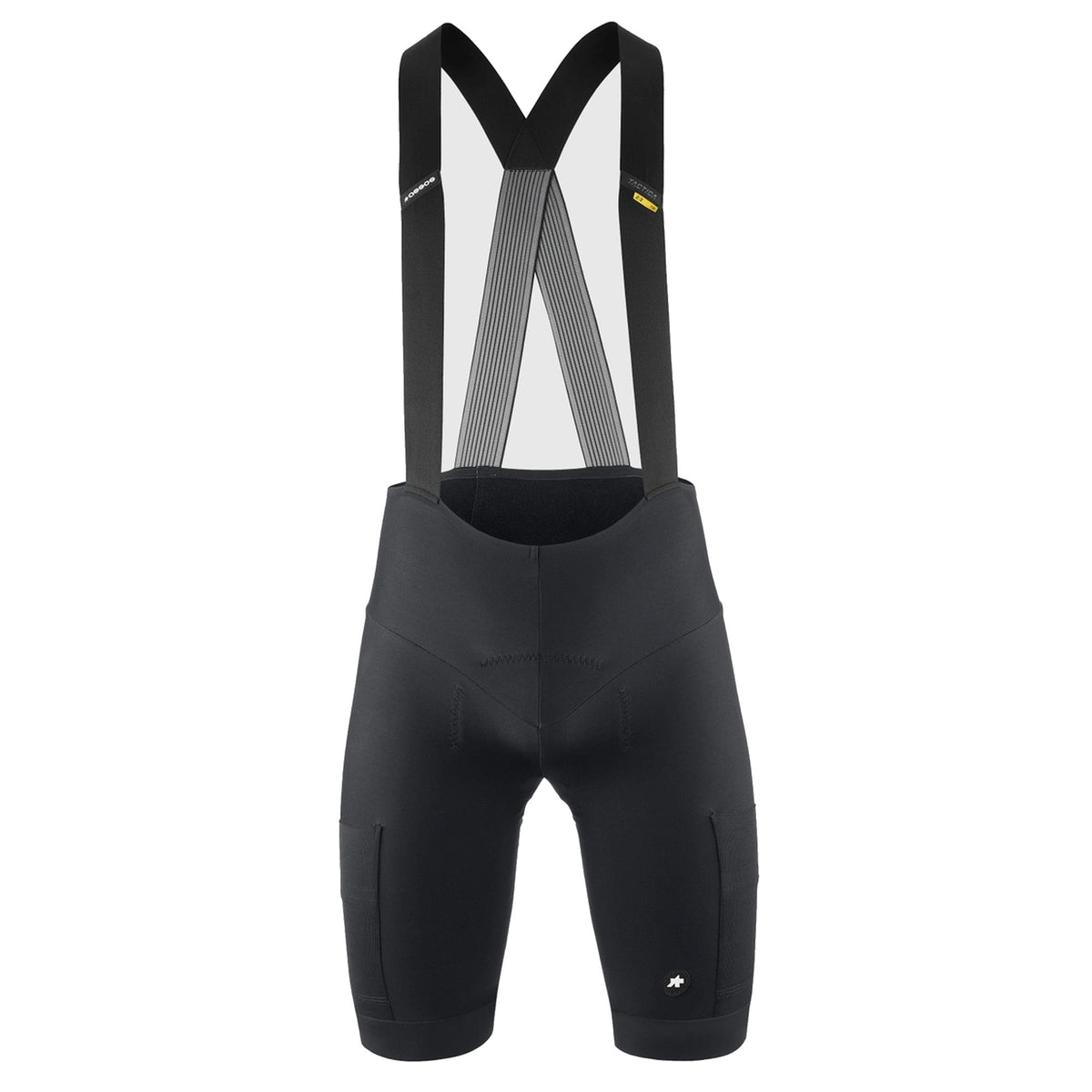 Pantaloncini da ciclismo con bretelle ASSOS TACTICA SPRING FALL T5 neri — sfondo bianco, 2000 x 2000