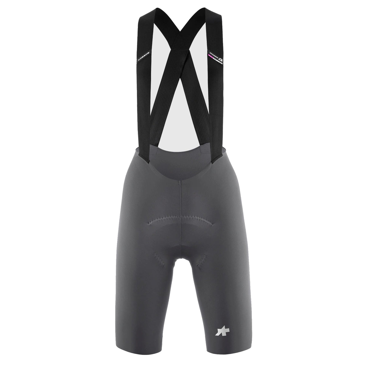 Salopette corta da donna ASSOS DYORA R S11 grigia — sfondo bianco, 2000 x 2000
