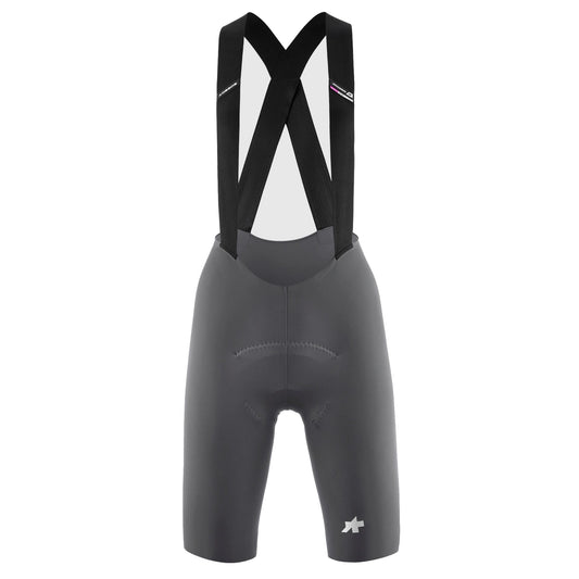 Salopette corta da donna ASSOS DYORA R S11 grigia — sfondo bianco, 2000 x 2000