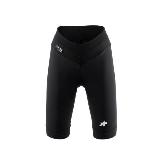 Pantaloncini da ciclismo corti da donna ASSOS UMA GT HALF S11 LONG neri — sfondo bianco, 2000 x 2000