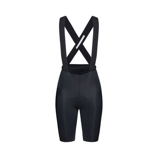 Salopette corta da donna POC RACEDAY nera — sfondo bianco, 2000 x 2000