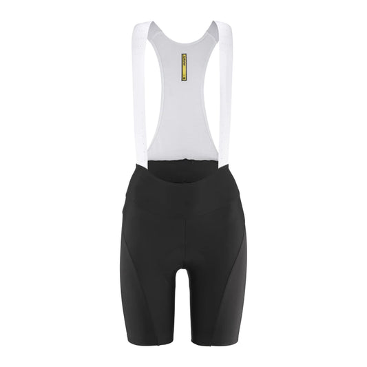 Salopette corta da ciclismo MAVIC AKSIUM da donna nera — sfondo bianco, 2000 x 2000