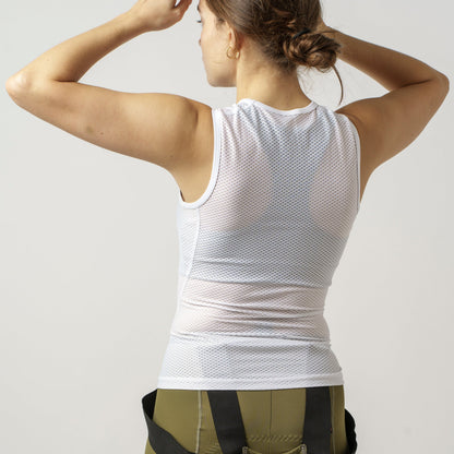 Maglia intima senza maniche da donna GRIPGRAB IN RETE ULTRALEGGERA bianca