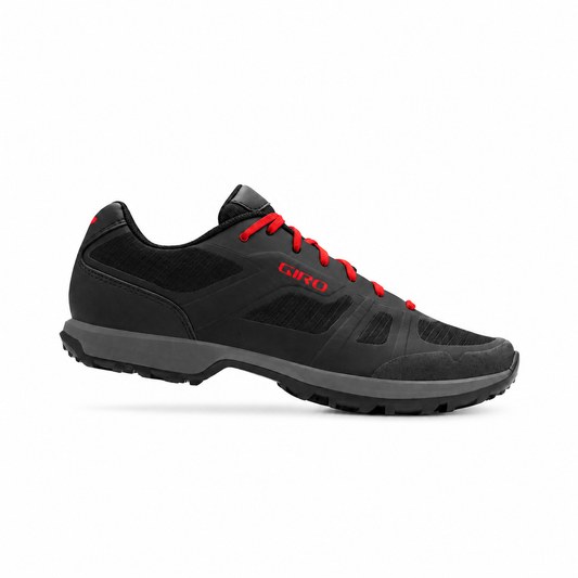 Scarpe MTB/gravel GIRO GAUGE nere/rosse — vista laterale esterna