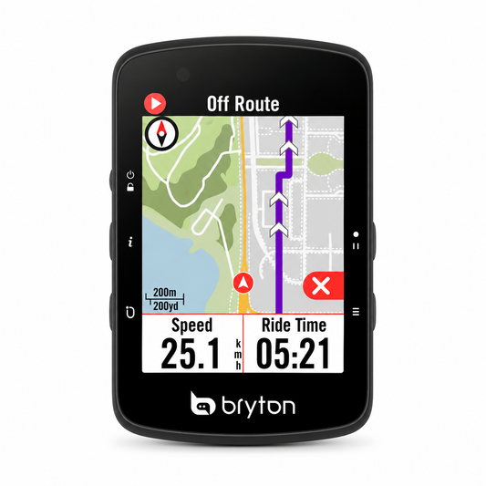 Ciclocomputer GPS BRYTON RIDER 650 E — vista frontale su sfondo bianco