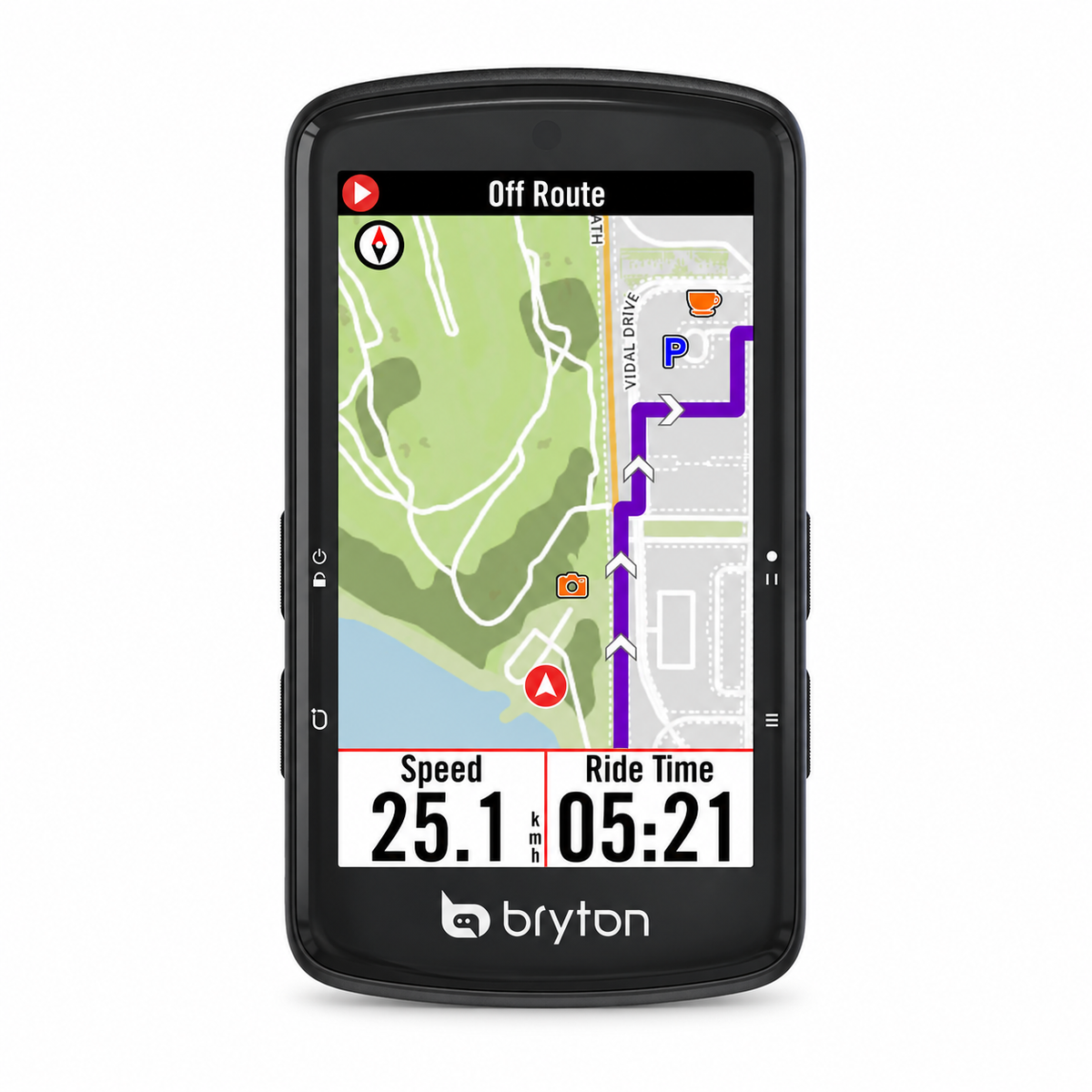 Compteur GPS BRYTON RIDER S810E — vue de face sur fond blanc