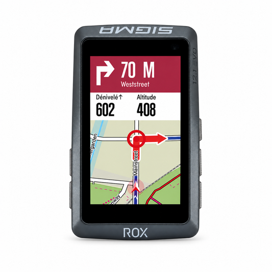 Ciclocomputer GPS SIGMA ROX 12.1 EVO Basic nero — vista frontale su sfondo bianco