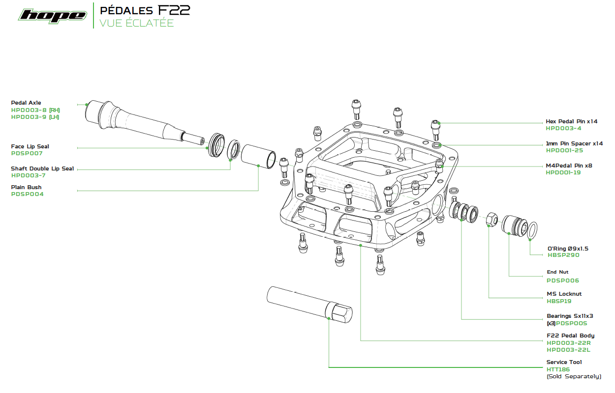 Pedali piatti HOPE F22 neri