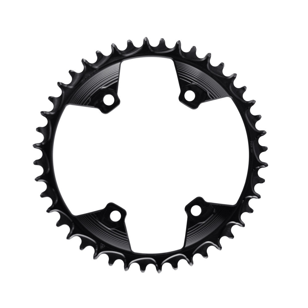 Corona monocorona 12 velocità ALUGEAR GRX nera, vista frontale