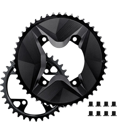 Coppia di Corone 12V ALUGEAR AERO 110 BCD per Shimano GRX Nero