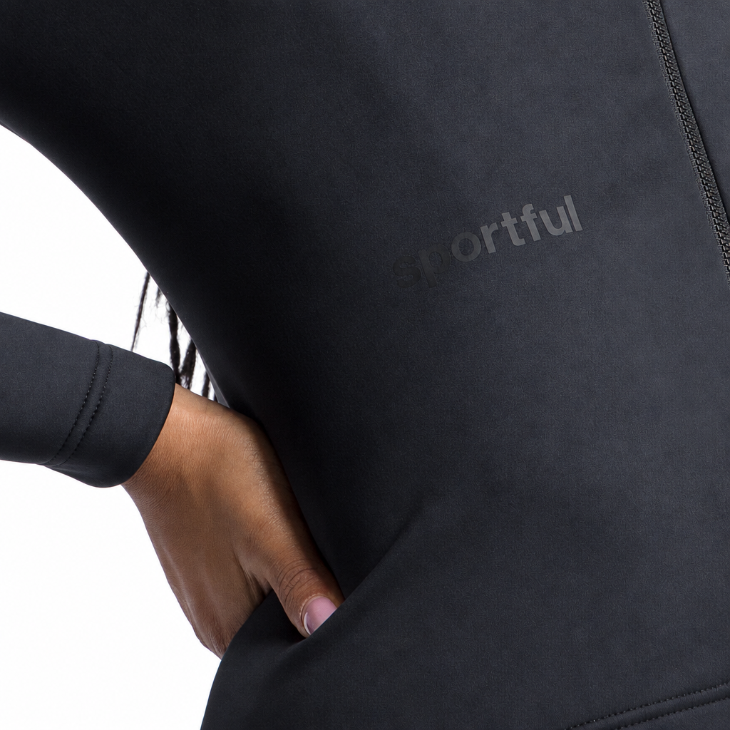 Giacca SPORTFUL CLASSIC 2 da donna nera, dettaglio anteriore su sfondo bianco