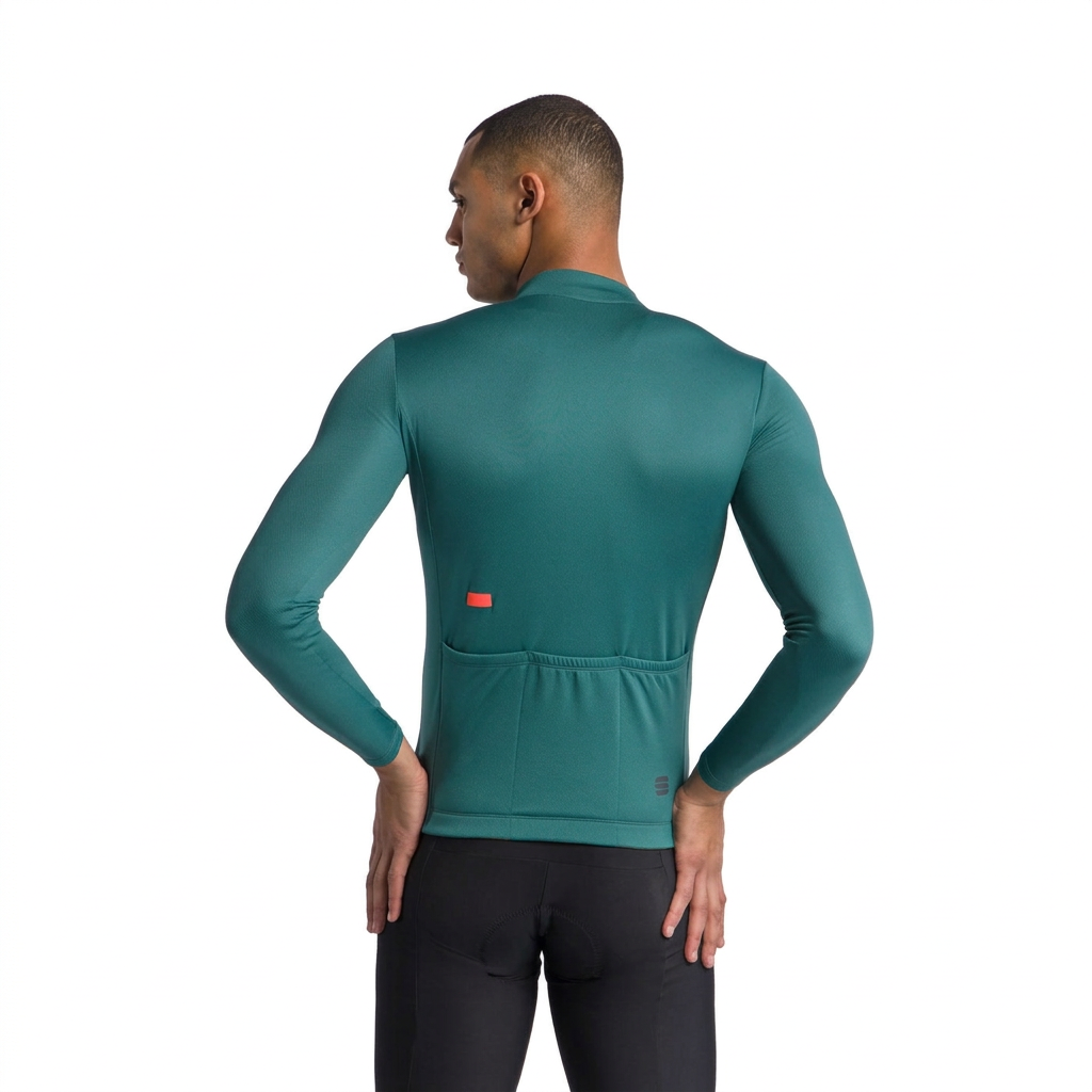 Maglia da ciclismo Sportful Classic verde, vista posteriore su sfondo bianco