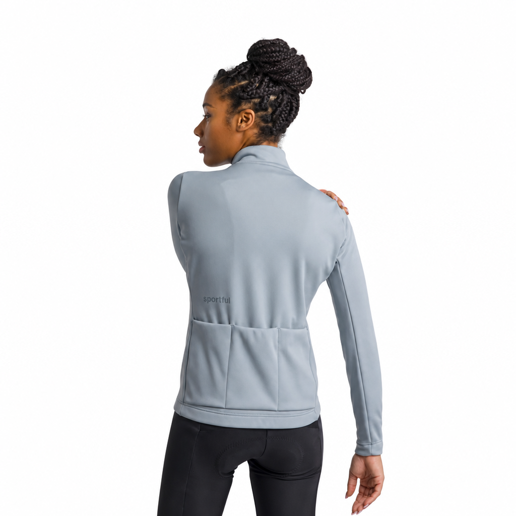 Giacca da donna SPORTFUL CLASSIC 2 grigia, vista posteriore su sfondo bianco