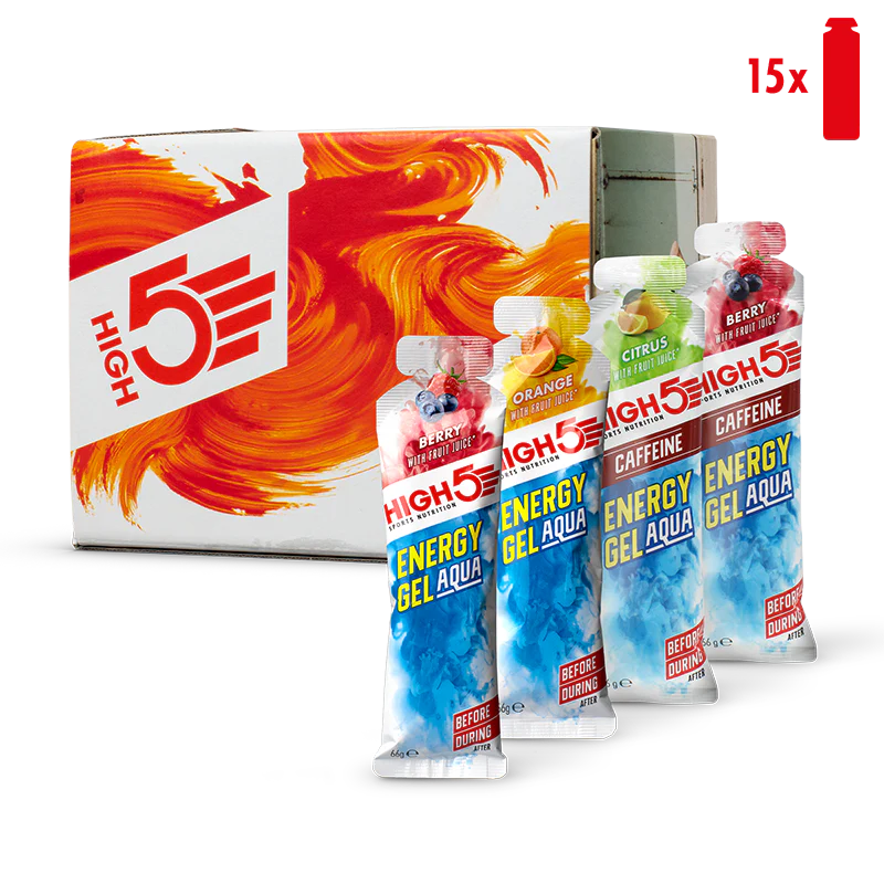 Confezione High5 ENERGY GEL Aqua (15x 66g) Gusti misti