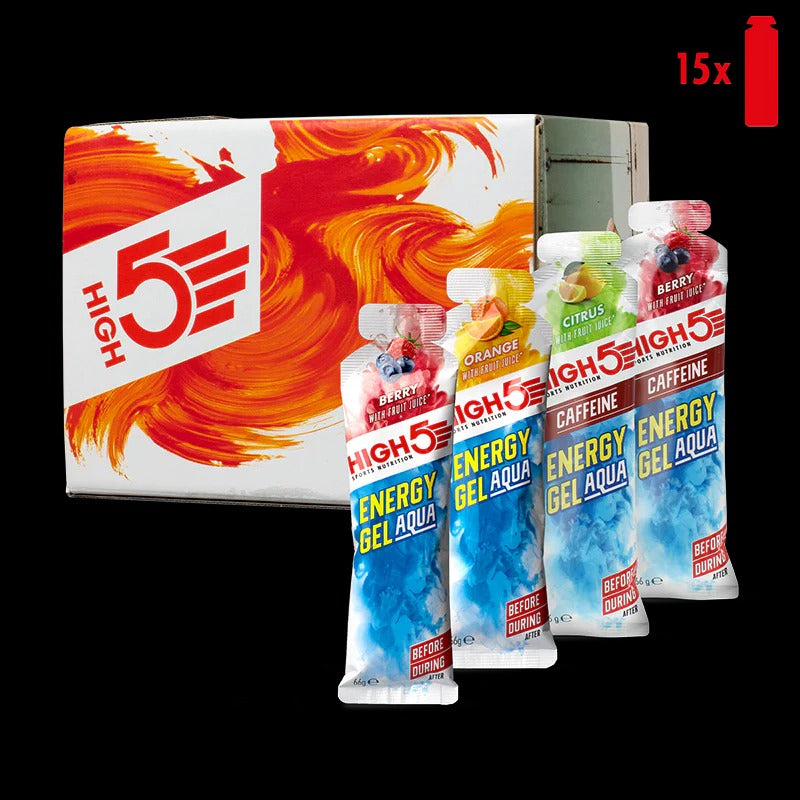 Confezione High5 ENERGY GEL Aqua (15x 66g) Gusti misti