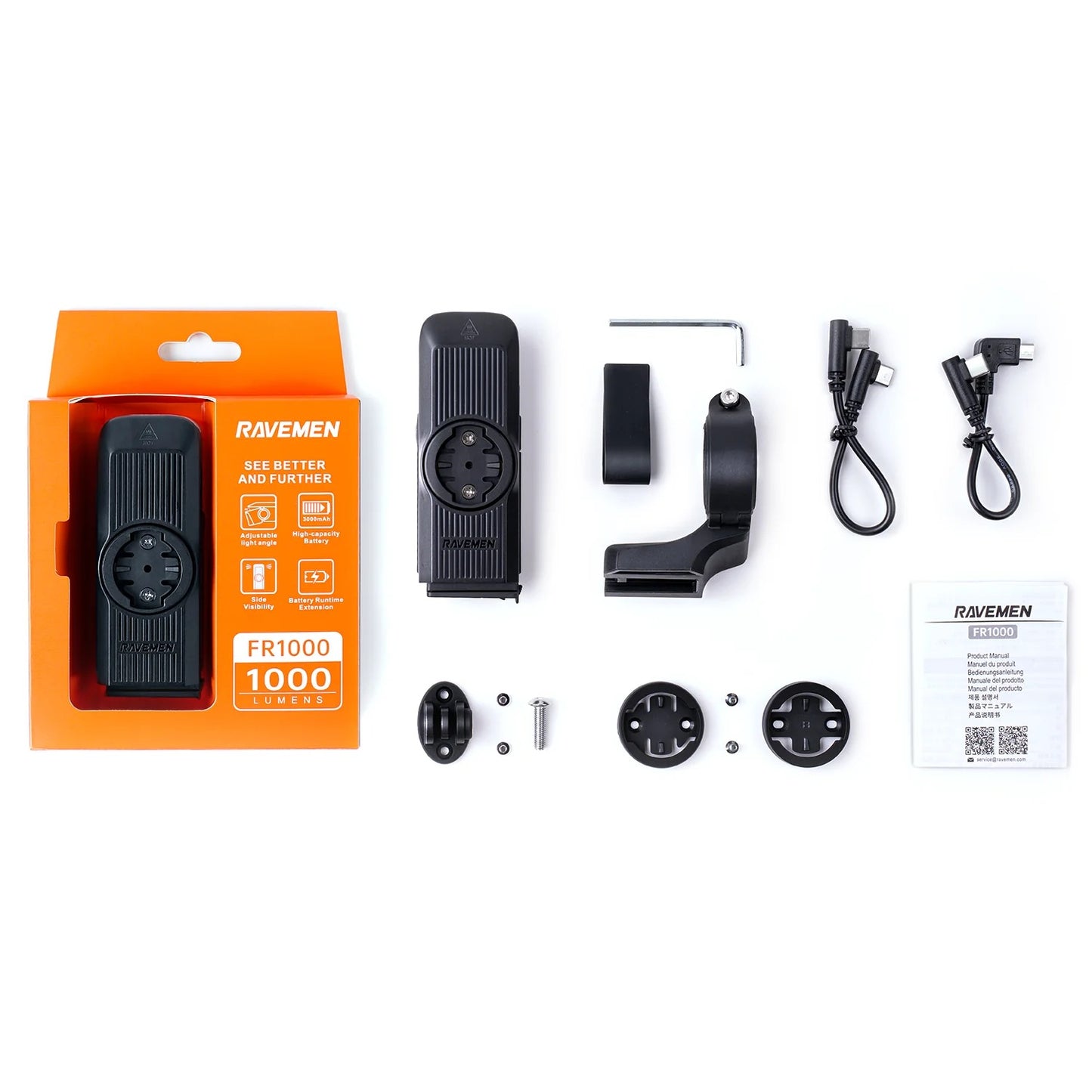 RAVEMEN FR 1000 Luce anteriore - Garmin/Wahoo/Bryton