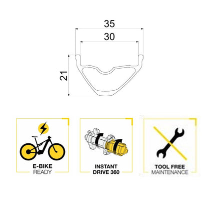 Ruota Posteriore MAVIC E-CROSSRIDE 1 29" 30mm 12x148mm Boost