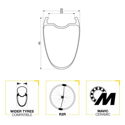 Ruota Posteriore MAVIC COSMIC ULTIMATE 45 DISC Tubeless Ready (Center Lock)