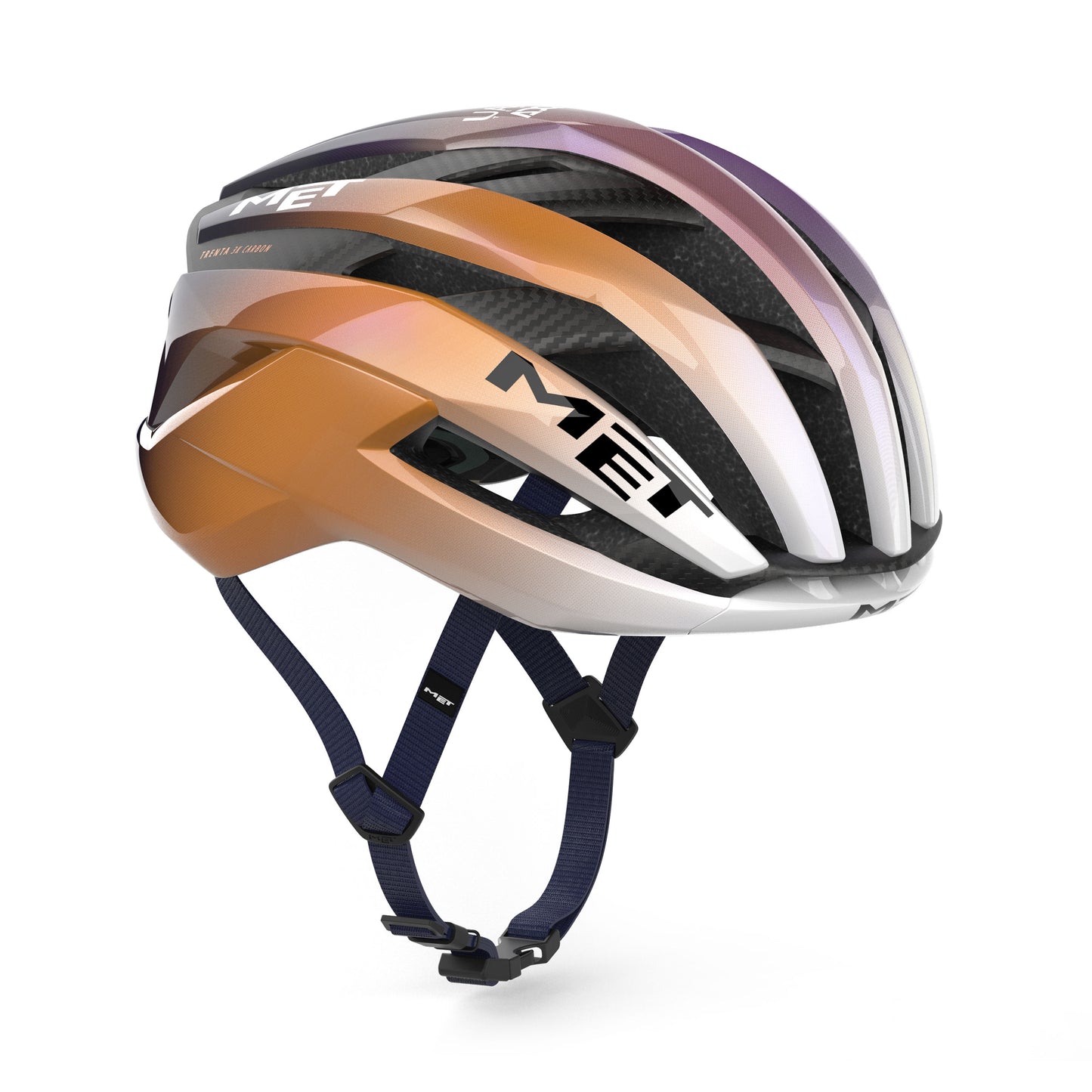 Casco MET TRENTA 3K CARBON UAE TEAM ADQ 2026 Viola/Arancione