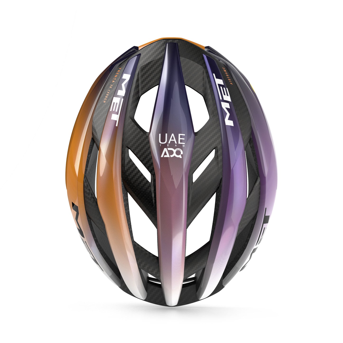 Casco MET TRENTA 3K CARBON UAE TEAM ADQ 2026 Viola/Arancione
