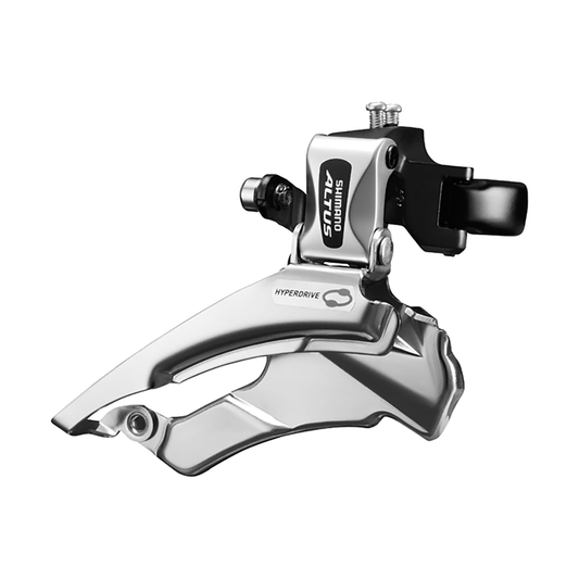 Deragliatore anteriore SHIMANO ALTUS FD-M313 3x7/8V con fascetta alta — vista 1 su sfondo bianco