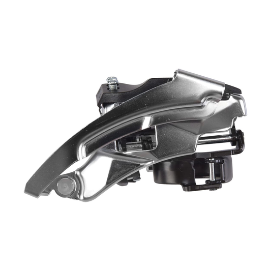 Deragliatore anteriore SHIMANO ALTUS FD-M310 3x7/8V con fascetta bassa — vista 1 su sfondo bianco