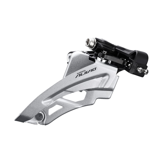 Deragliatore anteriore SHIMANO ALIVIO FD-M3100-M 3x9V con fascetta alta — vista 1 su sfondo bianco