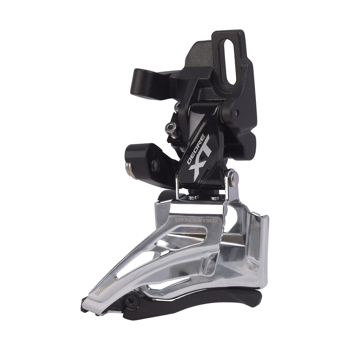 Deragliatore anteriore SHIMANO DEORE XT FD-M8025 2x11V a montaggio diretto — vista 1 su sfondo bianco