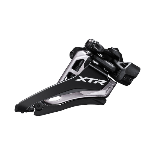 Deragliatore anteriore SHIMANO XTR FD-M9100-M 12V — vista 1 su sfondo bianco