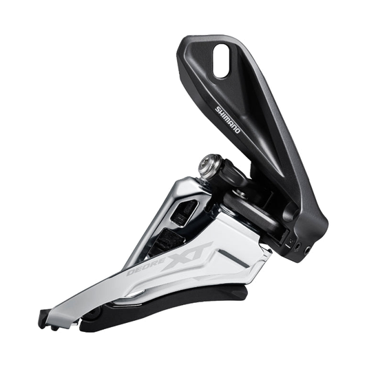Deragliatore anteriore SHIMANO XT FD-M8100-D 12V — vista 1 su sfondo bianco