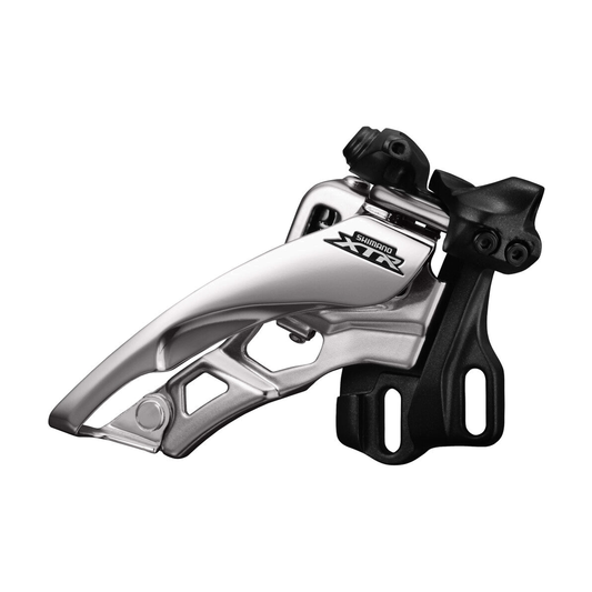Deragliatore anteriore SHIMANO XTR FD-M9000-E 11V — vista 1 su sfondo bianco