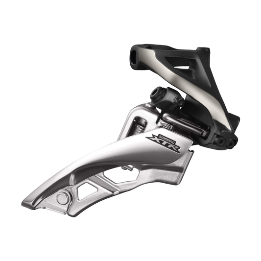 Deragliatore anteriore SHIMANO XTR FD-M9000-H 3x11V con fascetta alta — vista 1 su sfondo bianco